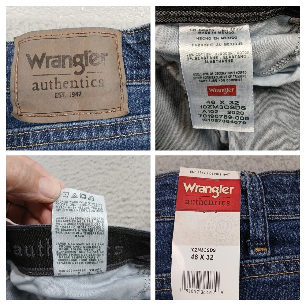 Wrangler Authentics NWT Classic Straight Fit Blue Jeans Mens 46x32 Cotton Blend‎